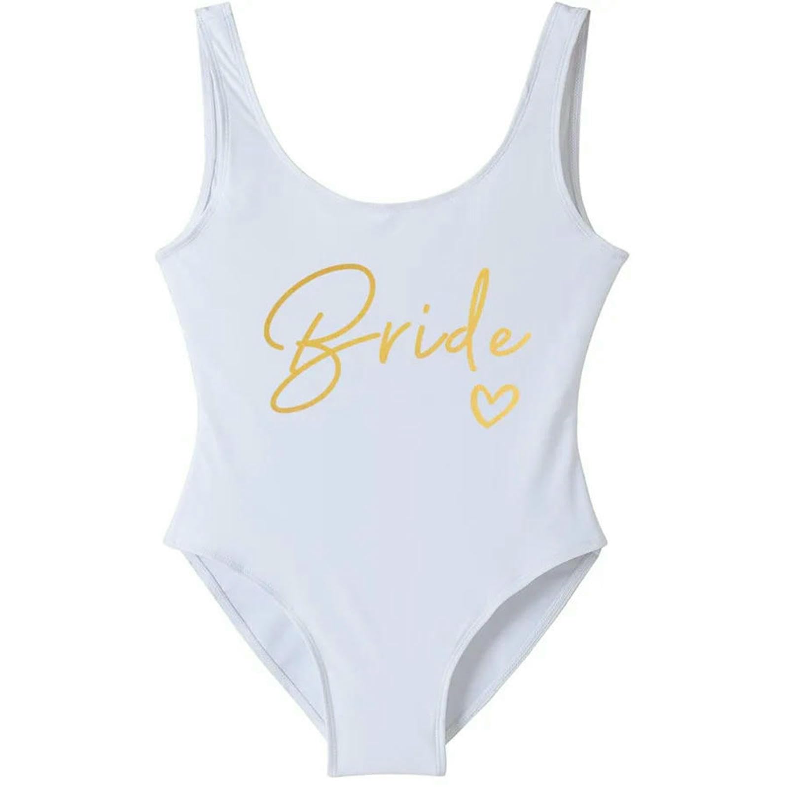 Maillot de bain équipe mariée une pièce femmes or imprimé plage piscine bride2 xl