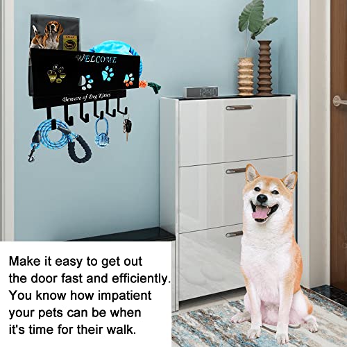 Dog Leash Holder for Wall, Storage and Mail Organizer, Key Holder Wall Mount With 6 Hooks - Leash, Stuff, Key, Letter, Sunglasses Organizer for Entryway, Farmhouse - Image 5