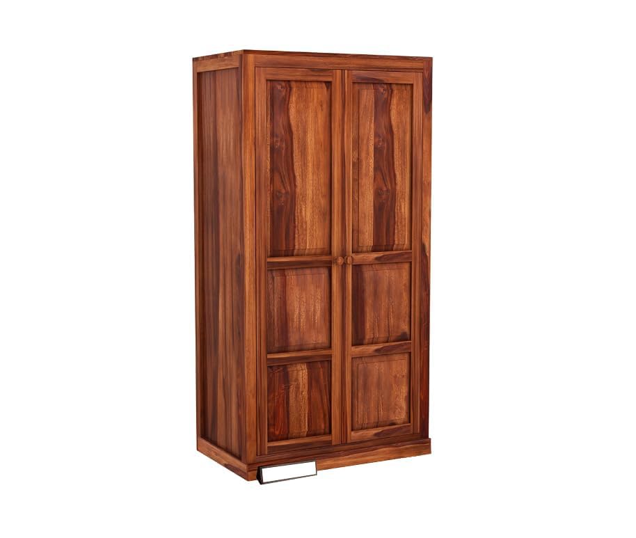Image of Sheesham Wood Wardrobe with 3 Drawer and 4 Shelves Storage for Bedroom Wooden Almirah for Clothes for Living Room Bedroom Home, Solid Wood Furniture | (C-Hony)