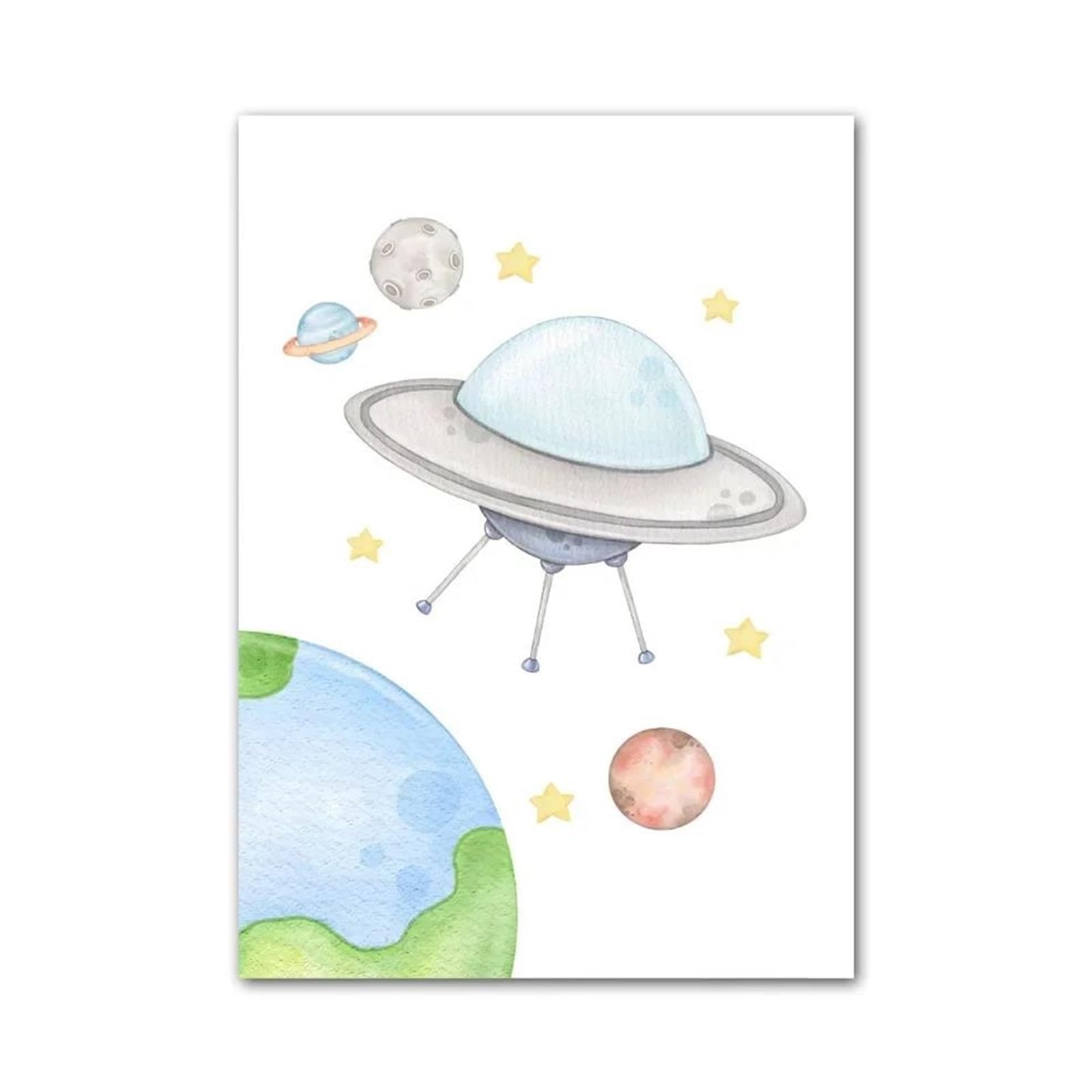 Póster sobre lienzo de planetas y universo, decoración mural para sala de estar
