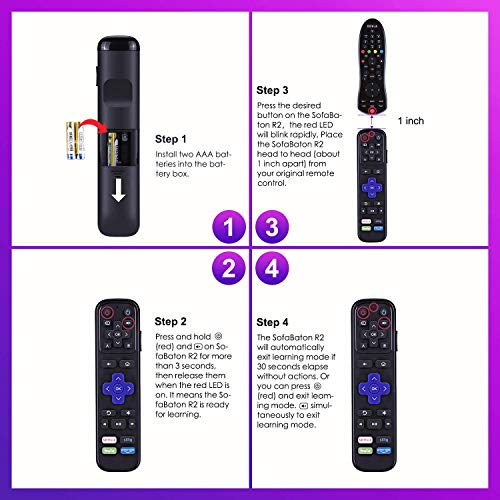 Sofabatn R2 Universal Ir Remote Replacement For Roku Streaming Player With 13 Extra Learning Buttons To Control Tv Soundbar All In One (For Roku 1 2 3 4 Premier+ Express+ Ultra, Not For Roku Stick) #TOP7