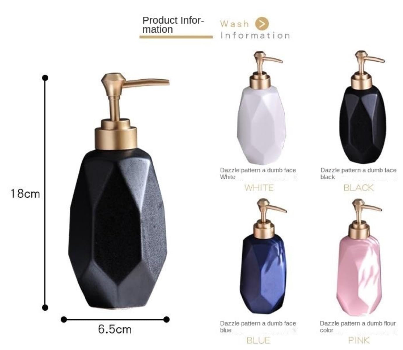 Seifenspender für Handwäsche, Keramik-Lotion mit Pumpe für Badezimmer, Küche, Büro, Seifenflasche, nachfüllbarer Flüssigkeitsbehälter (schwarz)
