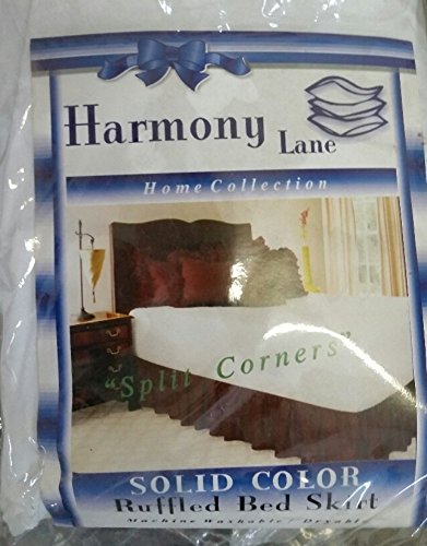 SHOPBEDDING White Bed Skirt Full Size 21 inch Drop - with Split Corners - Cotton Blend Full Ruffle Bed Skirt, Dust Ruffle with Platform, White Full Size Bedskirt, Machine Washable - Thumbnail 4