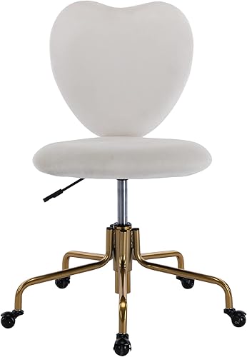 Miniatura 7 de VESCASA Silla de escritorio giratoria ajustable para oficina en casa con bonito diseño en forma de corazón, cómoda silla de trabajo de terciopelo