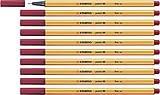 STABILO Point 88 Fineliner Pen,Dark Red,Pack of 10