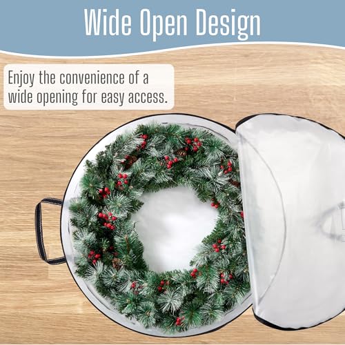 Image of VENO 4 Pack Summer Wreath Storage Container, 36 Inch Clear Wreath Bag, Spring, Christmas Garland Decoration Organizers with Zipper and Durable Handles (Clear, 36 inch-4 Pack)