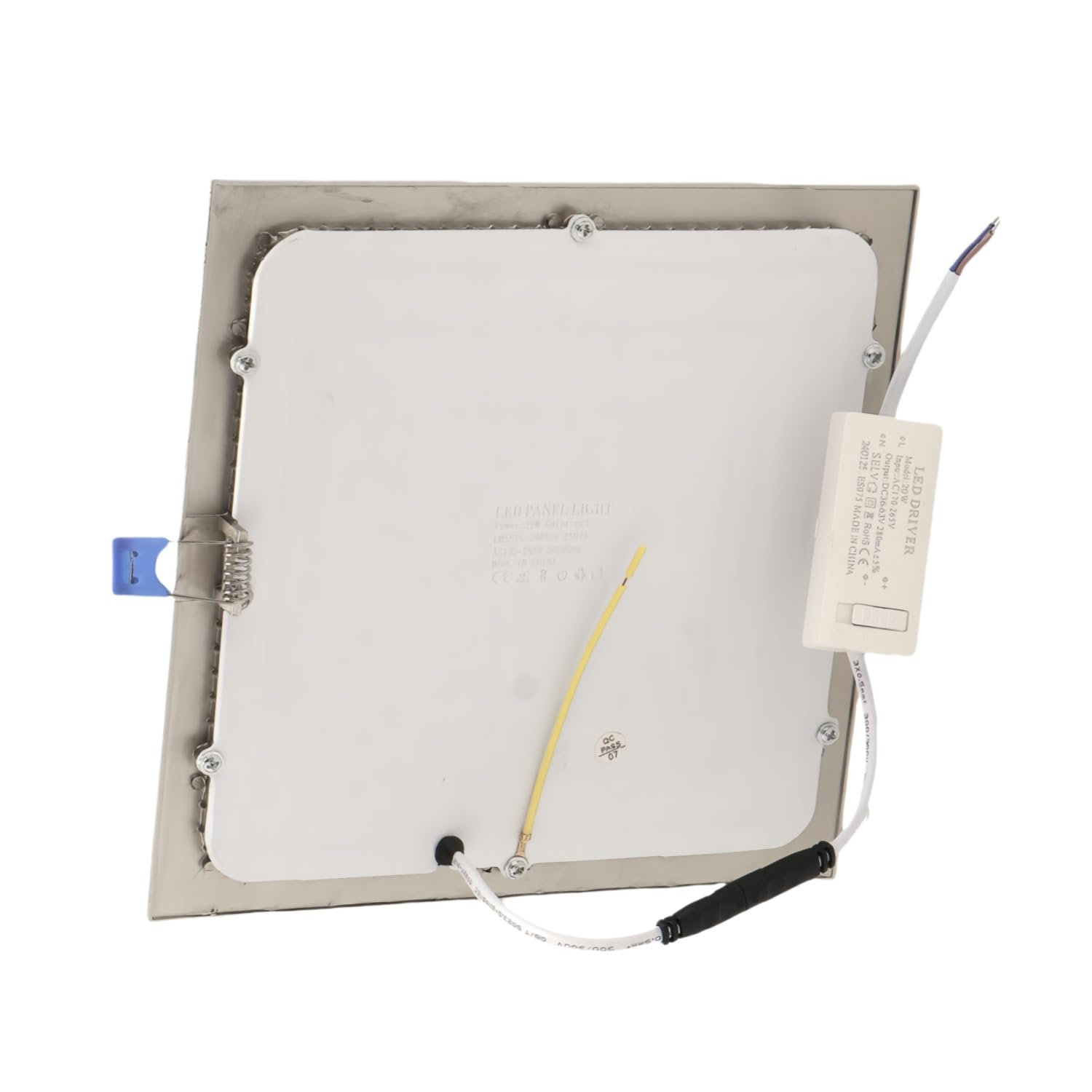 ONSSI Placa LED de Techo 20W 2000lm,Cuadrada 220x220mm Blanco Frío (CCT Regulable en Blanco-Neutro-Cálido) Panel LED Níquel Super slim Empotrado Downlight Led (Marco Plata)