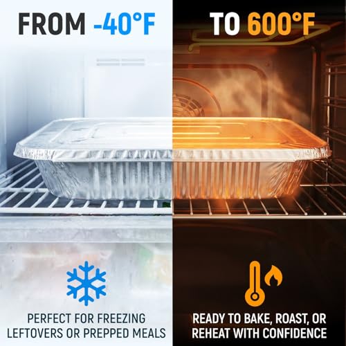 Paclord Aluminum Lids for 9" x 13" Half Size Steam Table Pans, Pack of 50 - USA-Made Disposable Foil Lids for Aluminum Trays - Tight-Fit, Leak-Resistant, Heat-Retaining, Oven and Freezer Safe by Paclord - Image 6