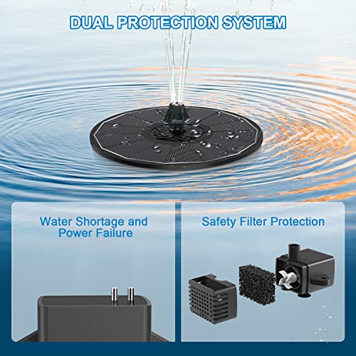 Szmp Solar Bird Bath Fountain, 3.5W Glass Panel Solar Water Fountain Pump 2000Mah Battery Backup 4 Fixed Pipes 7 Nozzles Pool Fountain For Bird Bath Small Pond Garden Décor #TOP4