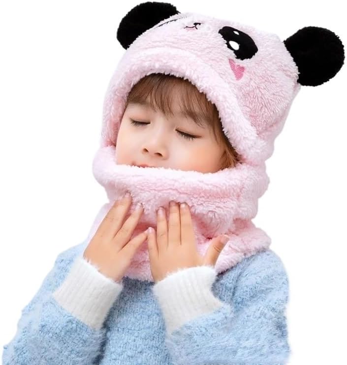 Cartoon Winter Hat for Kids 1-18 Years，Scarf Thicken Fleece Cap for Boys Girls，Baby to Adult Kids Caps