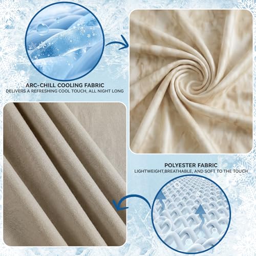 Image of Guohaoi Cooling Throw Blanket for Hot Sleepers, Twin Size 90''x108'' Lightweight Breathable Summer Bed Blanket for Couch, Arc-Chill Q-Max >0.5 Cool Fiber, Lightweight Blanket Ivory White