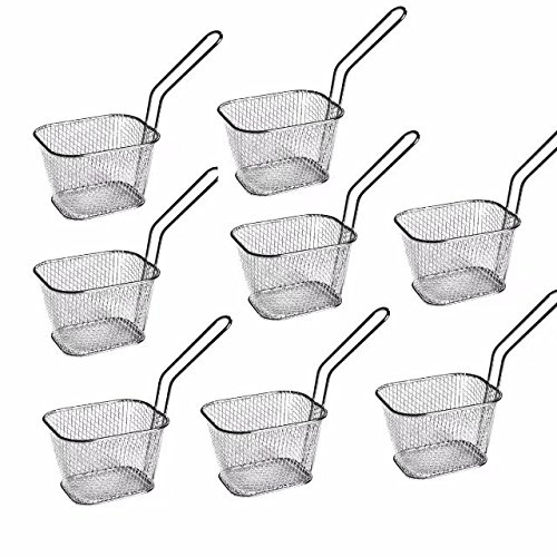 8pcs Mini Square Fry Basket Present Fried Food, Table Serving Mini Chip Baskets