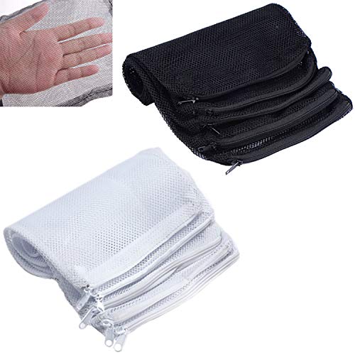 CESFONJER Aquarium Filter Bags Media Mesh Filter Bags with Zipper for Charcoal Pelletized Remove, 10 PiecesWhite and 10 PiecesBlack