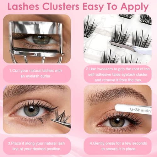Image of MAYCREATE 12 Styles 272pcs Fake Eyelashes Self Adhesive Eye Lashes for Women Natural to Dramatic Eyelash Lash Clusters Mixed Length False Eyelashes Extension Kit with Storage Case for Home Salon Use