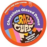 Crazy Cups Flavored Coffee Pods, Chocolate Glazed Donut, Flavored SIngle Serve Coffee Capsules for all Keurig K Cups Coffee Makers, 22 Count (Pack of 1)