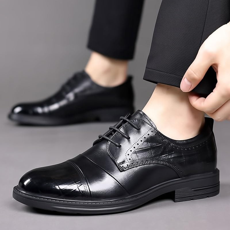 Men's Dress Shoes Classic Genuine Leather Derby Shoes Lace-Up Formal Casual Oxfords Shoes for Men3