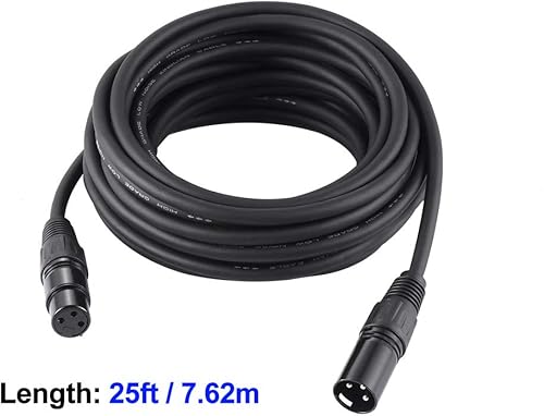 Miniatura 2 de Eyeshot Cable DMX de 25 pies  25.0 ft, 4 paquetes de cables DMX de 3 pines, cables DMX, DMX512 XLR macho a hembra cable de señal de luz de escenario