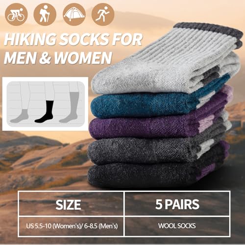 Clothirily Merino Wool Socks for Women, Winter Thick Warm Boot Hiking Socks - image 3