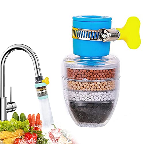 Filtro de agua para grifo de grifo, filtro de grifo de cocina de carbón activado, elimina el fluoruro de cloro metales pesados a prueba de salpicaduras, cartucho de filtro multifuncional (color: azul) Cover