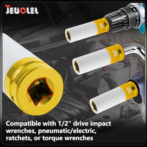 Image of 19mm 1 /2 inchDrive Wheel Protector Impact Socket, Lug Nut Impact Socket | 6 Point, Non-Marring, Thin Wall, Deep Socket, Wheel Protector, Protective Socket, Color-Coded, Cr-Mo Steel, Hand Repair Tool