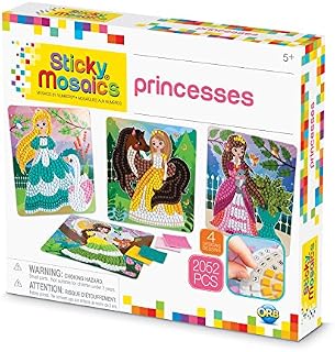 Orb The Factory Sticky Mosaics Princess Arts & Crafts, Peach/Pink/Teal/Purple, 12" x 2"