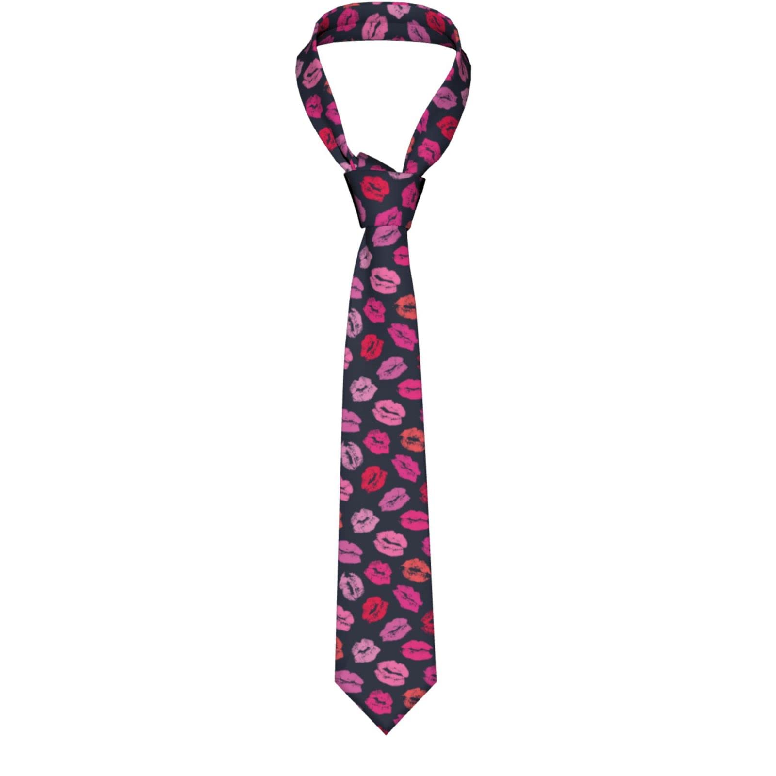 SJOAOAA Mens Ties Kiss Red Lips Men'S Neckties Novelty Skinny Tie For Business Party Wedding Suit