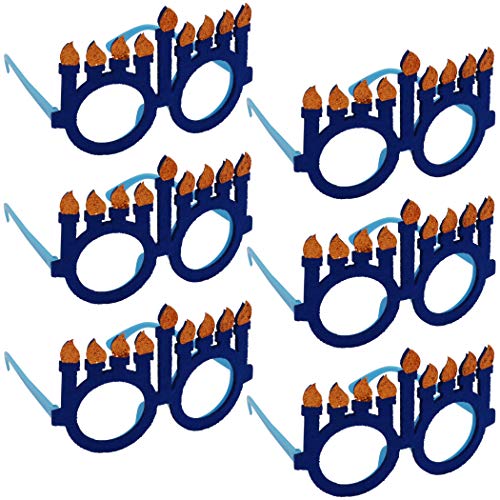 Iconikal Children's Novelty Hanukkah Glasses, Menorah, 6-Pack