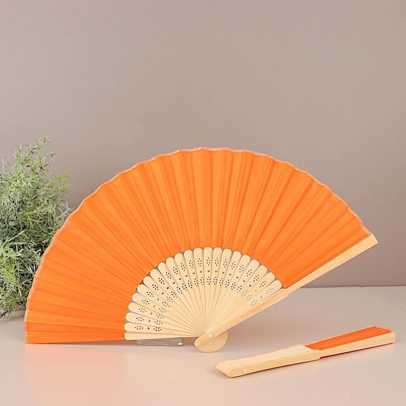 Miniatura 2 de Balsa Circle 5 abanicos de mano plegables de seda naranja para boda, regalo de cumpleaños, fiesta, eventos, recepción, accesorios para el hogar,