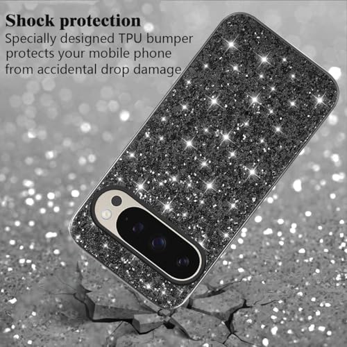 Coque Google Pixel 9 Pro XL paillettes noire antichoc silicone - 4
