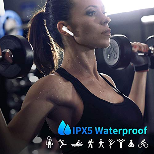Wireless Earbuds Bluetooth 5.0 Headsets with【24Hrs Charging Case】 IPX5 Waterproof, 3D Stereo Headphones in-Ear Ear Buds Built-in Mic, Pop-ups Auto Pairing for iPhone/Samsung/Android