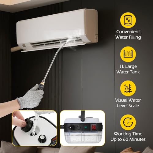 Image of Dyna-Living Steam Cleaner 2500W Engine Steam Cleaner For Auto Detailing | High Pressure Steam Cleaner, 33.8 oz Tank, 6-Gear Steam Adjustable, 10s Heat-Up Handheld Steamer for Cleaning, Grout, Dirt