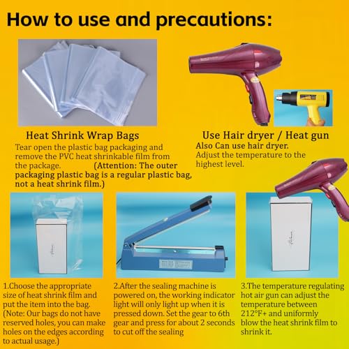 Image of PVC Shrink Wrap Bags 4x6 Inches 200Pcs Heat Shrink Wrap Bags is Used to Store Wrap Embellished, Gift Baskets, Shoes, Jars, Industrial Grade Shrink Wrap Bags Transparent