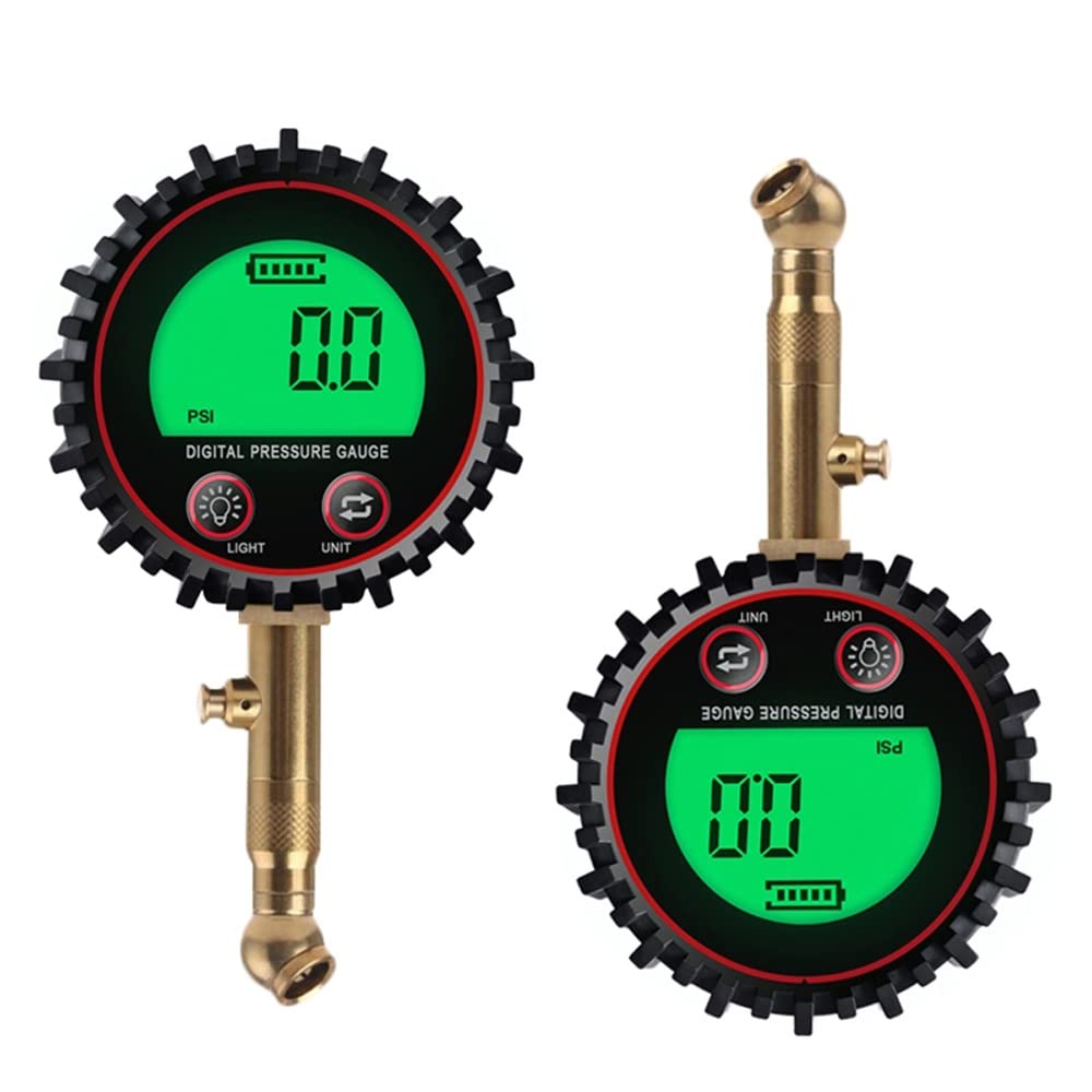 AGAATI Manómetro Digital para neumáticos, Mandril de Aire y Accesorios para compresores, Pantalla LCD, Foco LED Resistente, 255PSI