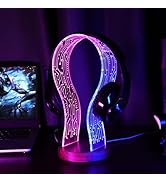 COOLGIFT MART Gifts for Gamers and Music Lovers, Light Up Headphone Stand, Walnut Wood Headset Ho...