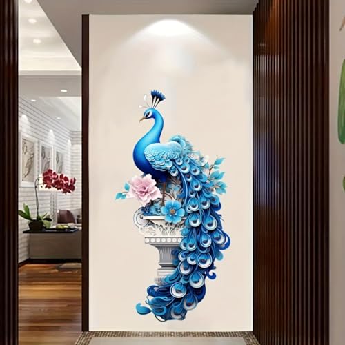 Vinilo Decorativo 3D Pavo Real Azul Elegante miniatura 6
