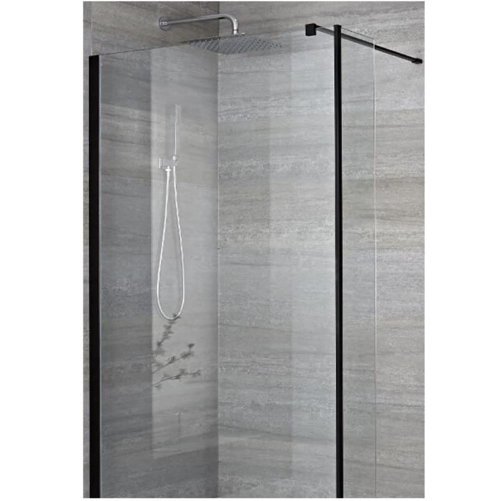 Milano Black Nero Shower Enclosure Return Panel 1200Mm Linear Drain - 700Mm