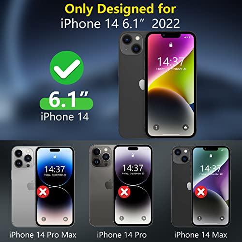 Spidercase For Iphone 14 Case, [10 Ft Military Grade Drop Protection][Non-Slip] [2+Tempered Glass Screen Protector][2+Tempered Camera Lens Protector] Heavy Duty Full-Body Shockproof Case, Black #TOP1