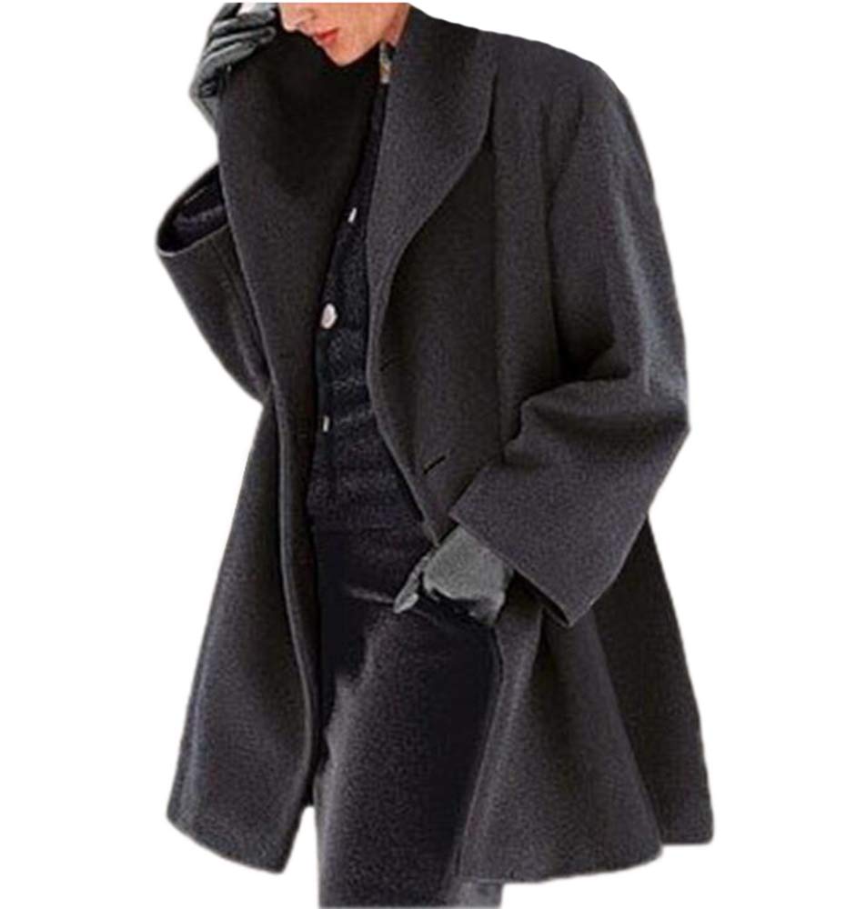 keephen Womens Long Coat Shawl Collar Jacket Winter Trench Longline Parka Outwear Overcoat Plus Size