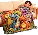 2026 New Cute Smiling Dinosaurs HD Digital Print Flannel, Lightweight Flannel Throw Blanket, Cute Smiling Dinosaurs Hd Digital Print,Soft Warm Fleece Blankets for Bed Couch Sofa Travel