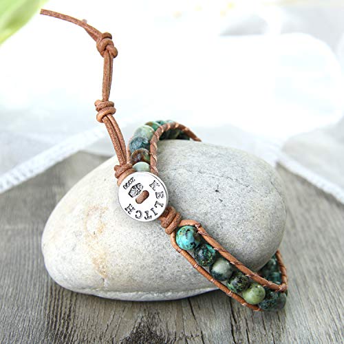 Image of KELITCH Turquoise Beaded Wrap Bracelets Bangle Handmade Charm Chain Strand Bracelet For Women