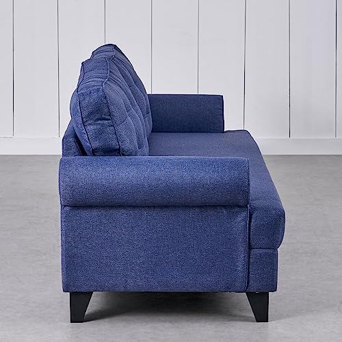 Image of Home Centre | Helios California Fabric 3-Seater Sofa | Sofa for Living Room | Solid Wood | Blue | 1 Year Warranty