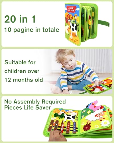 Image of Busy Board for Toddlers 1-3 - Montessori Busy Toys for 1 2 3 Year Old Boys Girls, Preschool Educational Travel Quiet Activity Book with Life Skills, Sorting, Matching, and Cognitive Games