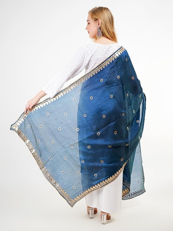 Women's Traditional Art Silk Dupatta Block Print Ambi Pattern Womens & Girls2