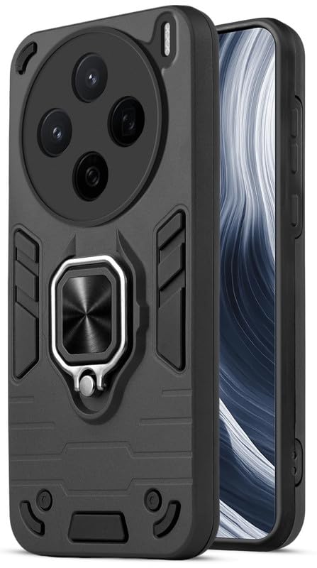 Mr. Case Back Cover for Vivo X200T 5G with 360° Rotating Ring Stand | Dual Layer Shockproof Protection | Tough Frame | Raised Camera Protection Case – Black