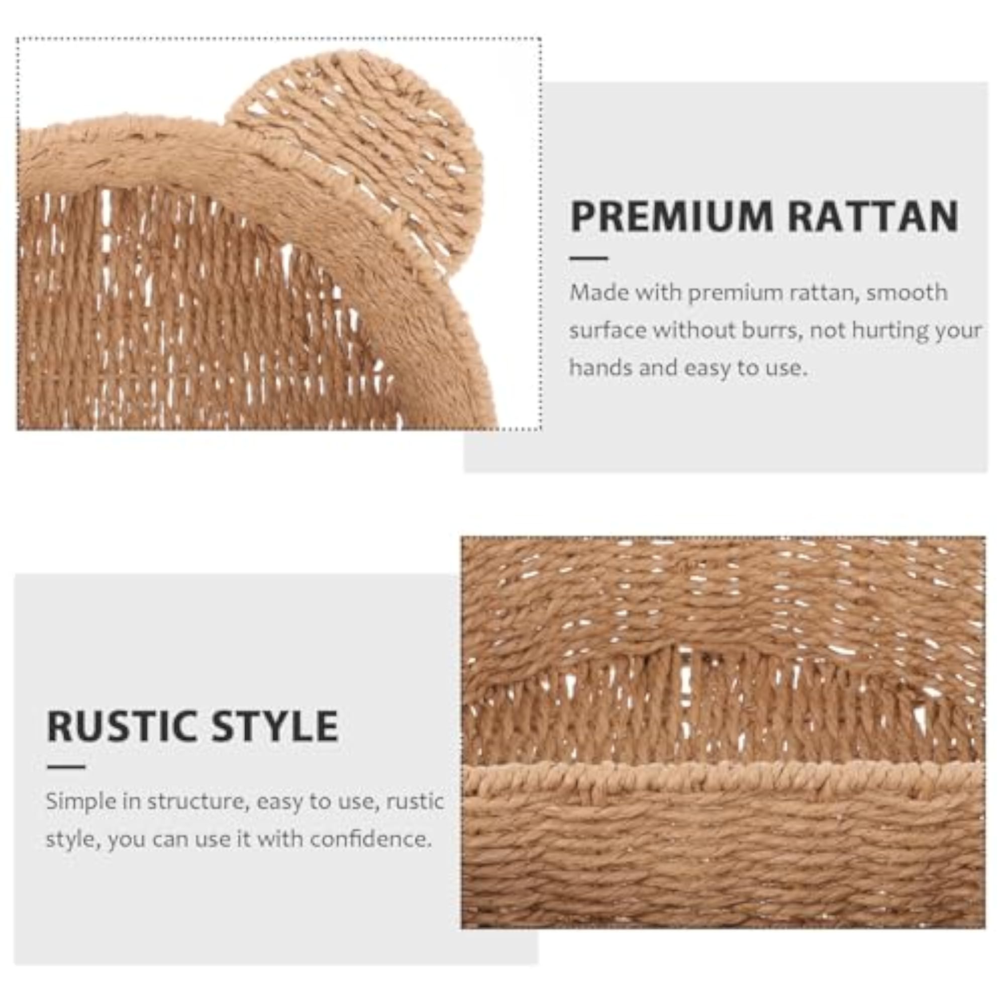 Woven Rattan Fruit Basket with Food-grade Plastic Liner, Kitchen Organizer