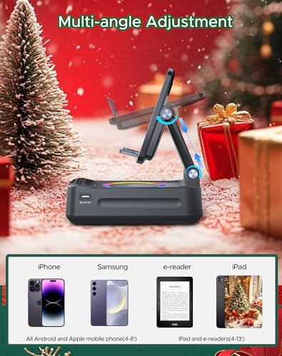 Image of Gifts for Him Dad Men Mother's&Father's Day, Birthday Ideas for Men Women, Cell Phone Stand with Wireless Bluetooth Speaker with Wireless Induction Audio & Colorful Led Light