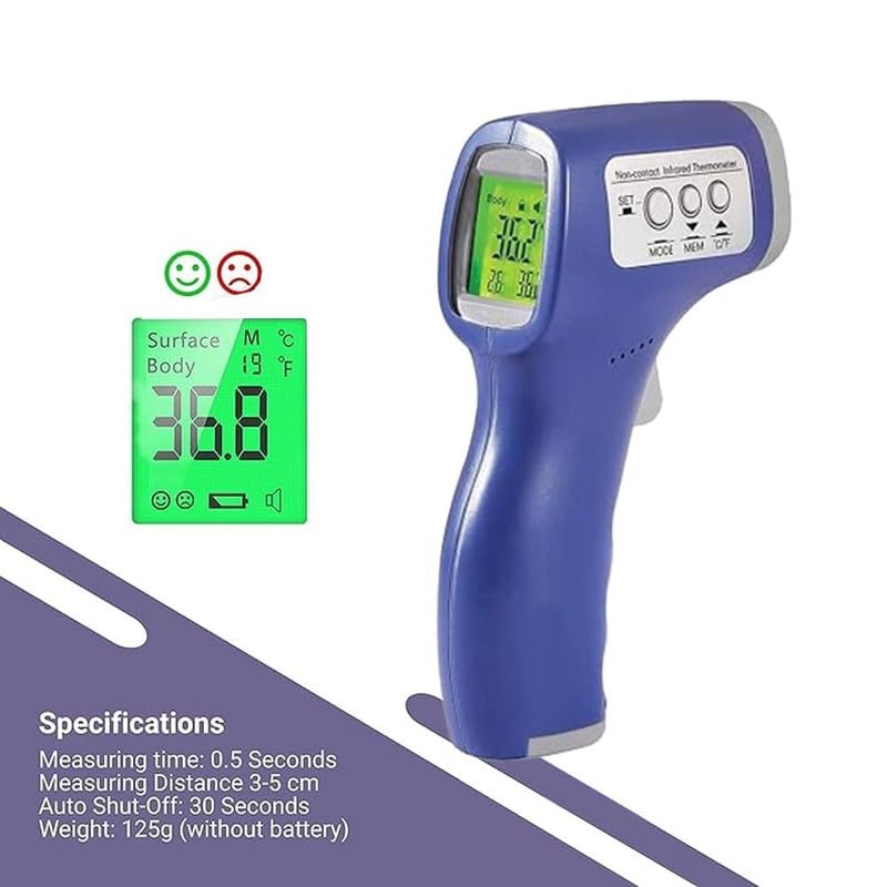 Image of MCP Healthcare Forehead Thermometer, Digital Infrared Thermometer for Childrens, Adults and babies, Pack of 1 (Blue, Plastic)