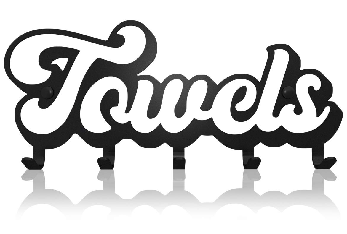 SirHoldeerBath Towel Holder and Home Organizer, 5 Hook Rack, Wall-Mounted Black Metal Hanger for Bathroom, Kitchen, or Mudrooms, Vintage Home Decor, Rust Resistant Steel