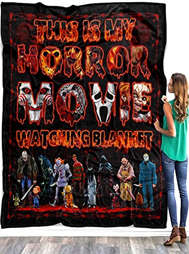 Mr.Jyotis This is My Horror Movie Watching Blanket, This is My Horror Movie Blanket, Halloween Blanket, Horror Blanket Gifts for Halloween, Christmas Blankets (Horror V1)