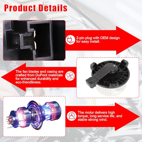 Image of AC Heater Blower Motor with Fan Fits for Honda Civic 2006-2011 | for Jeep Wrangler 2007-2010, Replaces 700194, 79310,79310SNAA01, 79310-SNA-A01, 615-50106,75821,PM9177